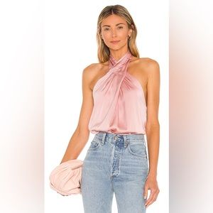 AMERIE PLEATED HALTER TOP IN BLUSH SMALL